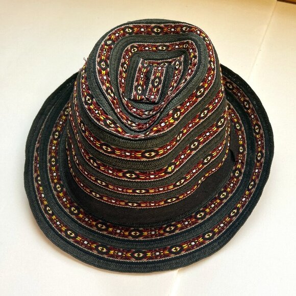 Archibald SZ M Dark Brown Striped  Bucket/Fedora Hat Academia Preppy Vintage Ins - Picture 1 of 5